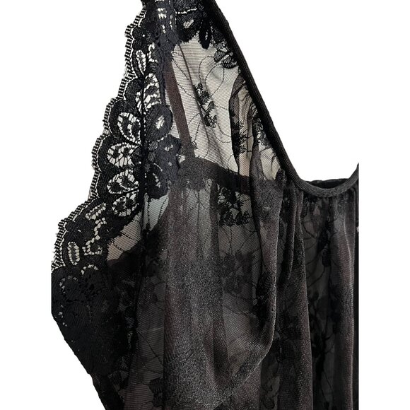 Vintage Black Sheer Lace Nightgown Medium - Picture 4 of 6